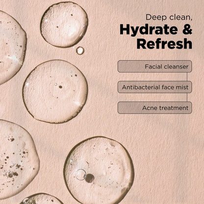 Facial Cleanser for All Skin Types – Non-Scented & Peppermint Face Wash with Sodium Hyaluronate, Glycerin, Organic Milk Thistle & Willow Bark Extract – Deep Cleansing & Acne Treatment